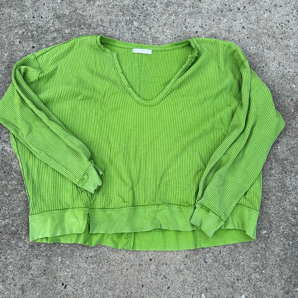 We The Free Lime Green Ribbed Sweater